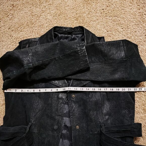 Jennifer J. Genuine Black Leather Peacoat Style Jacket -C - Picture 5 of 8